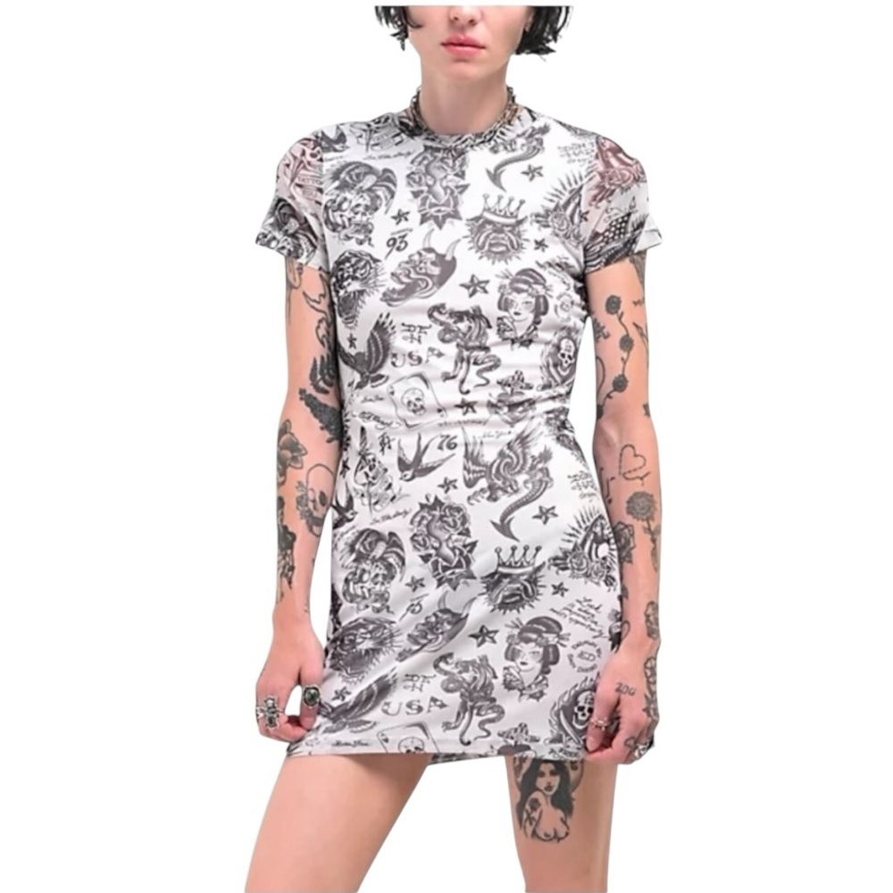 Ed Hardy Flashboard White Mesh Dress XS